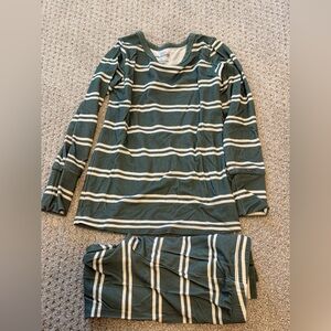 Baby Sprouts pajamas green and white stripe